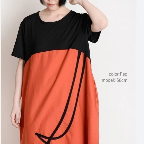 O-niceie orange and black cotton dress size 3xL - Picture 2 of 6